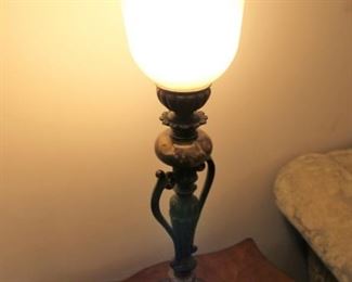 Table lamp with glass shade $40