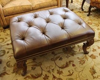 Tufted leather ottoman $350