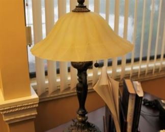 Table lamp with glass shade $40