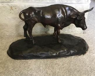 Bronze Long Horn Bull Sculpture