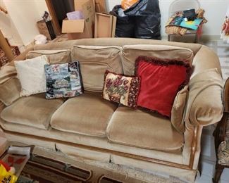 Vintage sofa, throw pillows
