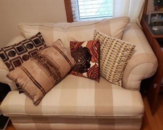 Oversized armchair, throw pillows