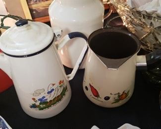 Enamel ware coffee and tea pots