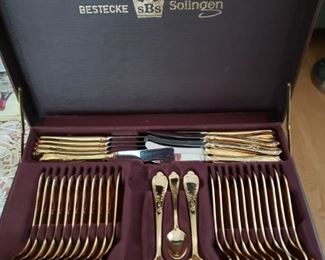Bestecke Solingen flatware set gold plated with case