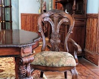 ARMCHAIR AND DETAIL ON TABLE LEG