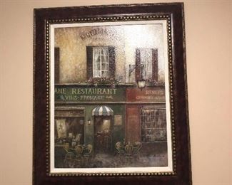 signed framed Ruane Manning print, "Village Charm."