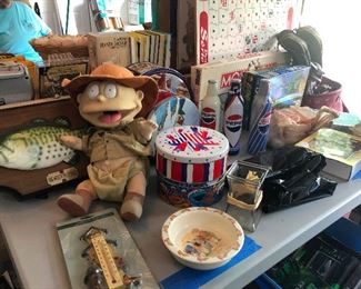 BILLY BASS and creepy bug-eyed doll. Vintage boardgames.