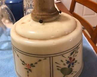 vintage antique milk glass hand-painted light fixture