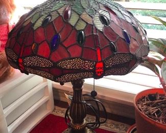 Tiffany style stained-glass lamp in harlot red (my favorite color)