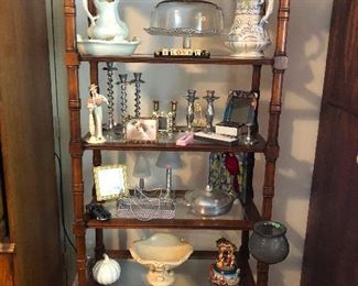 Lots of ceramics, serving ware, silverware and an albino ceramic pumpkin on the lower left there