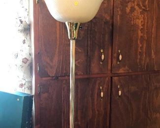 floor lamp with inverted glass mixing-bowl shade