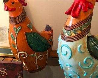 Two chickens singing the national anthem
