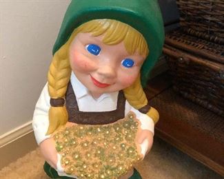 vintage Heidi GNOME with an apron full of daffodils wants to be your best friend