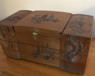 Gorgeous carved jewelry box.