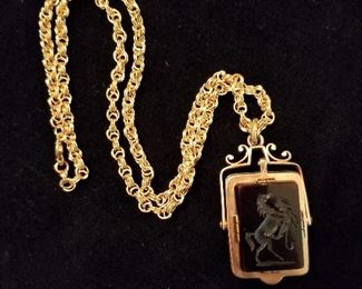 14K Gold Intaglio Cameo Locket