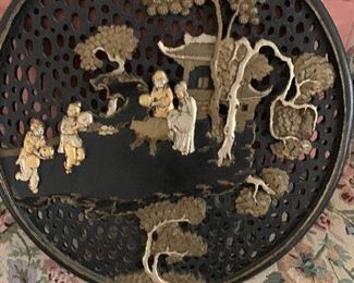 Chinese pierced and carved wood plaque