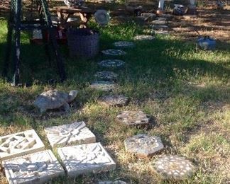 Artist made garden stepping stones with tile