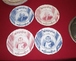 1904 St.Louis Worlds fair 10" Napoleon and Jefferson transferware portrait plates