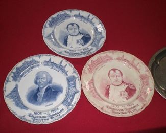 1904 St.Louis Worlds Fair 12" Napoleon and Jefferson transferware portrait plates