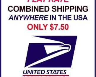 Flat rate combined shipping anywhere in the continental US for $7.50
