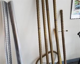 Brass rails from a bar.