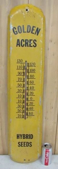 36" Metal Golden Acres Hybrid Seeds Thermometer  