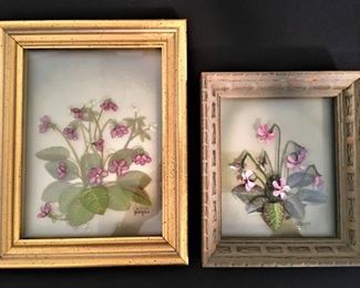 2-Original Oils on Multi-Layered Glass by Edmond J. Nogar 7.5 X 9.5 & 6 x 7