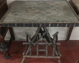 Old Primitive Tramp Art Stick Table