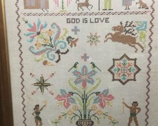 "God is Love" Framed Sampler