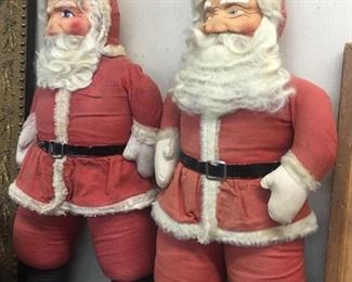 Two Old Cloth Face Santas