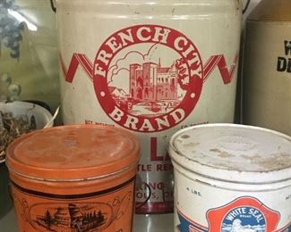 Old Lard Cans(French City, Open Kettle and White Seal/Salisbury, N.C.)