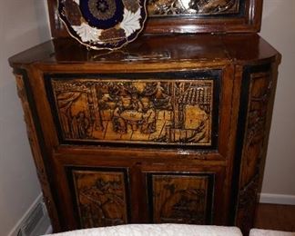 Chinese Carved Wood Bar Cabinet