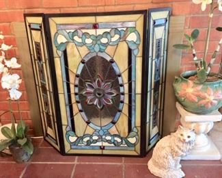 Stained glass fire screen