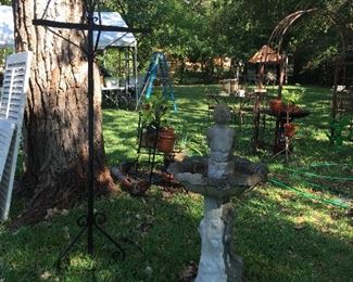Bird baths and statues