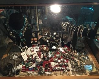 More jewelry, lots of sterling pieces, vintage purses