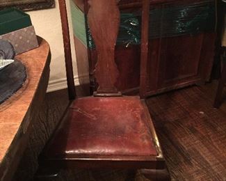Great of oak chair with original leather seat