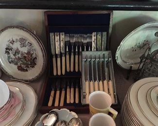 24 piece, Vintage luncheon flatware set, vintage English knives