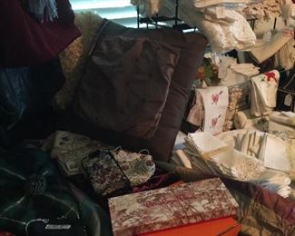 Cushions, and great vintage linens