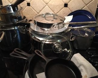 All-Clad cookware, Griswold cast iron fry pans, also Griswold corn muffin pans