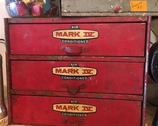 This would look great in the man cave, shop, or vintage service station. It looks like it used to hold parts to repair or install old under dash Mark IV air conditioners.