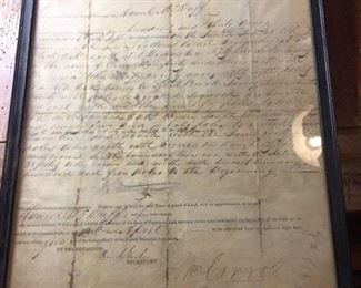Here is a land grant document dated April 19, 1825!