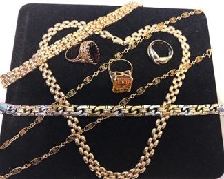 14k, 10k bracelets, necklace and rings