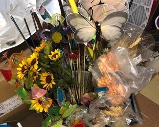 TONS of outdoor decor, stakes, butterflies