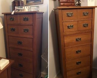Matching (2) mission style tall lingerie or jewelry cabinets