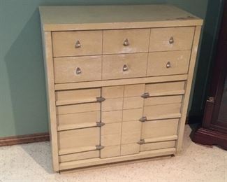 Wood Chest of drawers.  Good condition, but needs refinishing.  38"2 x 19"d x 43 1/2" h .  $50 