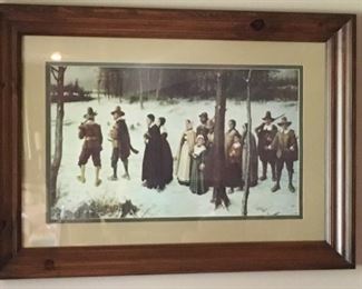 Pilgrims on a snowy day.  42"w x 30"h . $85