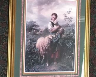 The Shepherdess, beautifully framed and matted.  33"w x 39 3/4" h.  Excellent condition.   $75