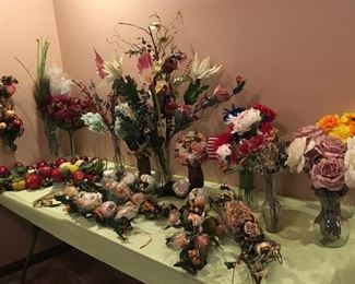An array of stems and swags. High quality floral and fruit items.