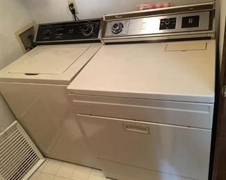 Heavy Duty Whirlpool Washer w/ Energy Saving Temperature Selector.  27"W x 42"H x 26"D      $50 .         Whirlpool Regal Dryer w/ 3 cycles & 5 Temperatures, sweater rack for inside of the dryer.  43 1/2"H x 29"W x 25 1/2"D .        $50.