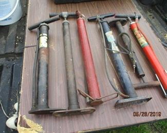 selection of old tire pumps